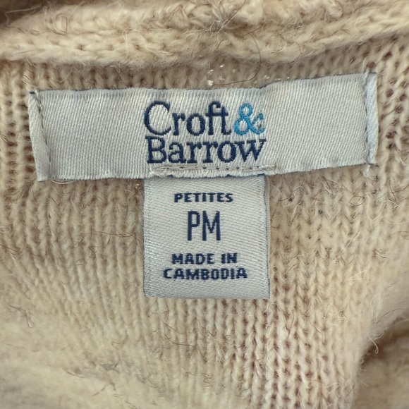 Croft & Barrows Women's Sz PM Cable Knit Casual Oatmeal Cardigan Sweater - Picture 5 of 6